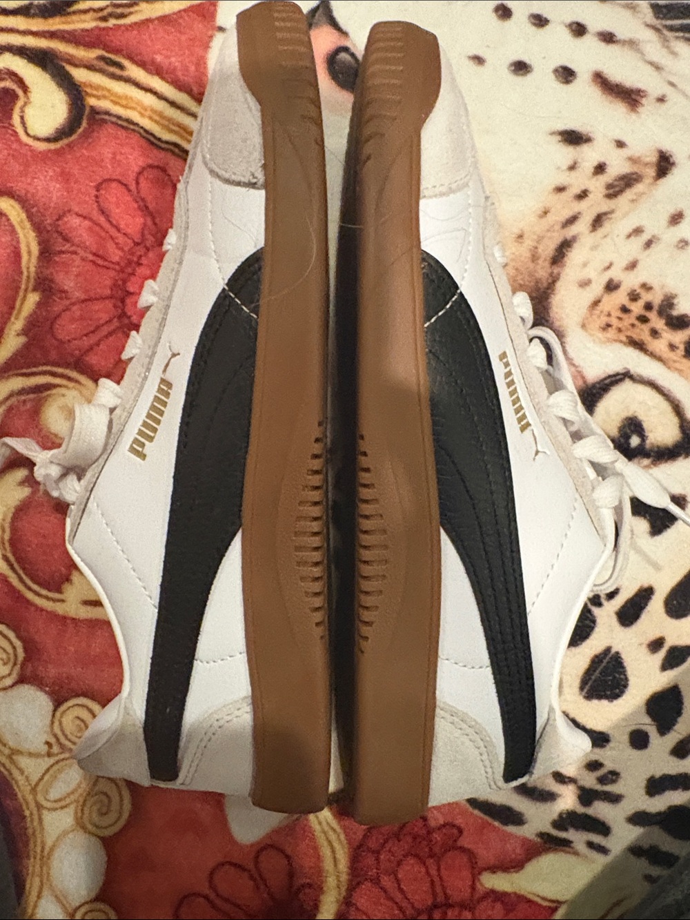 Puma White and Black Suede-Trim Athletic Sneakers